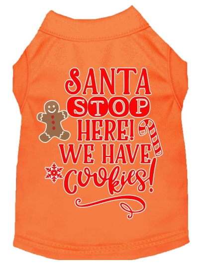 Santa, We Have Cookies Screen Print Dog Shirt Orange Lg