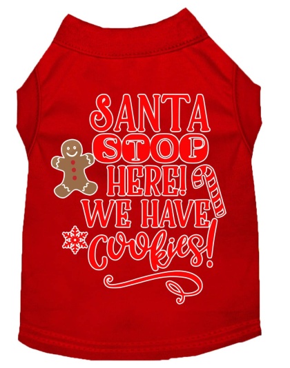 Santa, We Have Cookies Screen Print Dog Shirt Red Lg