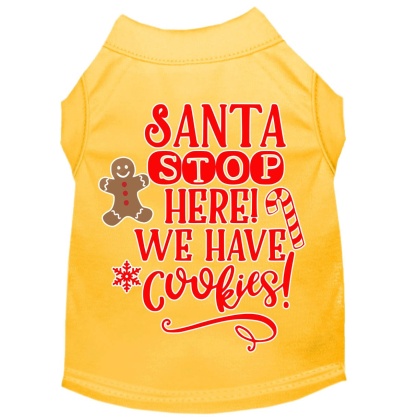 Santa, We Have Cookies Screen Print Dog Shirt Yellow Lg