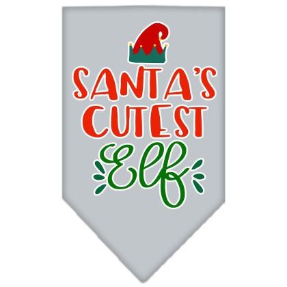 Santa's Cutest Elf Screen Print Bandana Grey Large