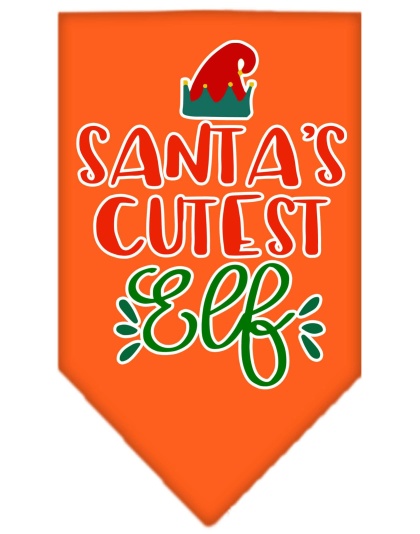 Santa's Cutest Elf Screen Print Bandana Orange Large