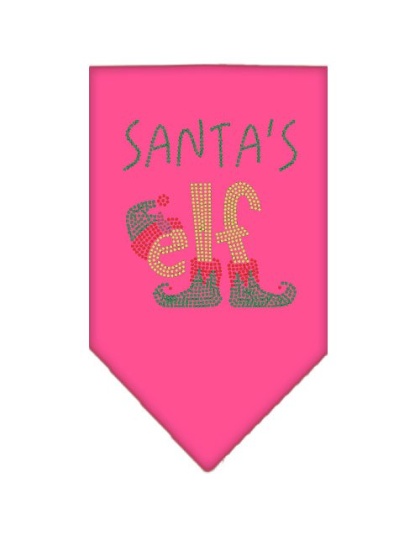 Santa's Elf Rhinestone Bandana Bright Pink Large