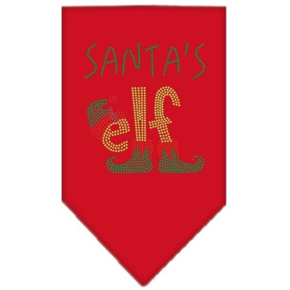 Santa's Elf Rhinestone Bandana Red Large