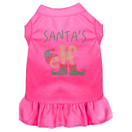 Santa's Elf Rhinestone Dog Dress Bright Pink 4X