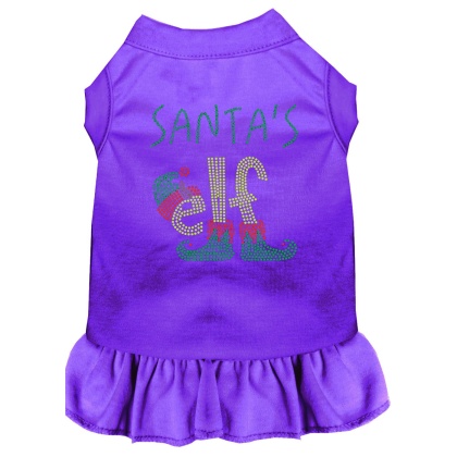 Santa's Elf Rhinestone Dog Dress Purple 4X