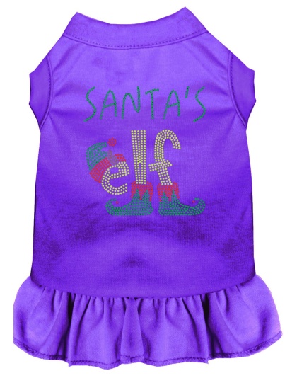 Santa's Elf Rhinestone Dog Dress Purple 4X