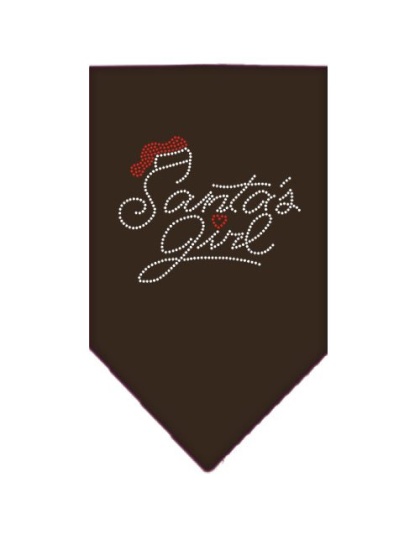 Santa's Girl Rhinestone Bandana Brown Large