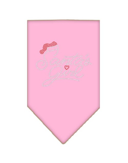 Santa's Girl Rhinestone Bandana Light Pink Large