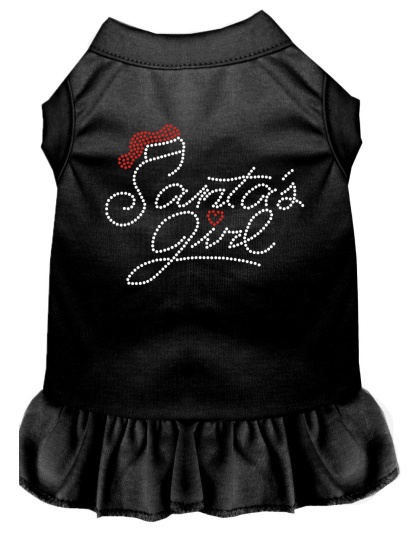 Santa's Girl Rhinestone Dog Dress Black 4X