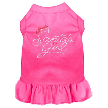 Santa's Girl Rhinestone Dog Dress Bright Pink 4X