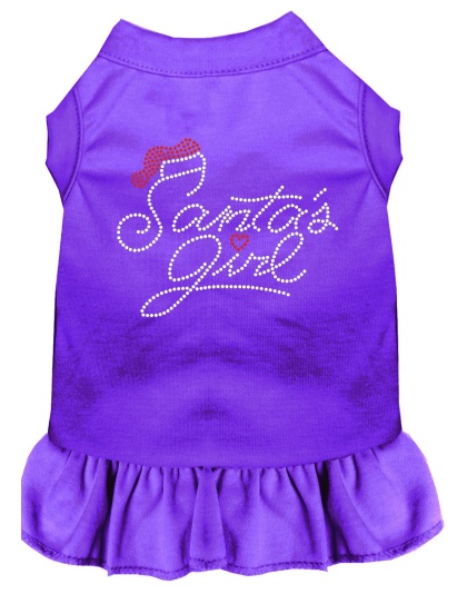 Santa's Girl Rhinestone Dog Dress Purple 4X