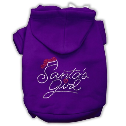 Santa's Girl Rhinestone Dog Hoodie Purple L