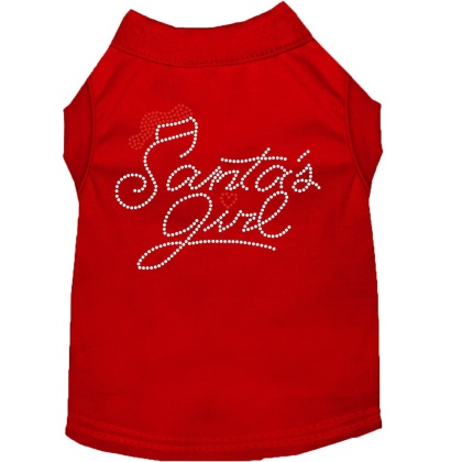 Santa's Girl Rhinestone Dog Shirt Red Lg