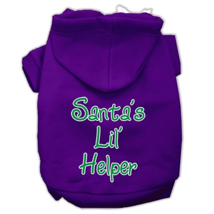 Santa's Lil' Helper Screen Print Pet Hoodies Purple Size Lg
