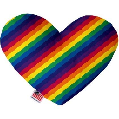 Scalloped Rainbow 6 inch Canvas Heart Dog Toy