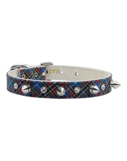 School Days Crystal and Spike Collars Blue Plaid 10