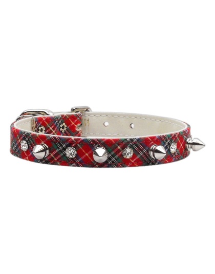 School Days Crystal and Spike Collars Red Plaid 10