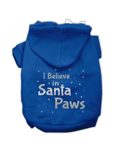 Screenprint Santa Paws Pet Hoodies Blue Size Lg