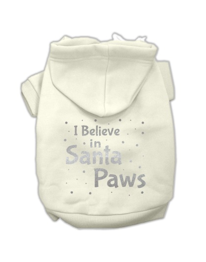 Screenprint Santa Paws Pet Hoodies Cream Size Lg