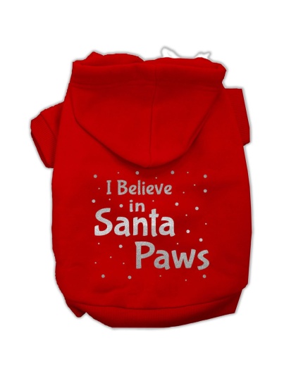 Screenprint Santa Paws Pet Hoodies Red Size Lg