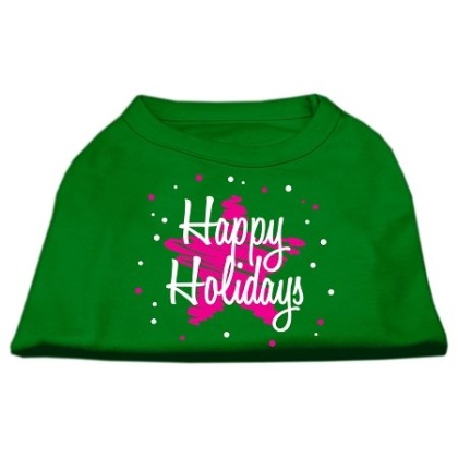 Scribble Happy Holidays Screenprint Shirts Emerald Green Lg