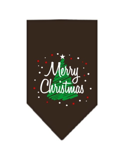 Scribble Merry Christmas Screen Print Bandana Cocoa Large