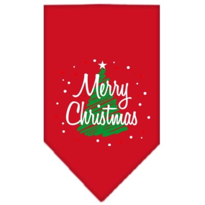 Scribble Merry Christmas Screen Print Bandana Red Large