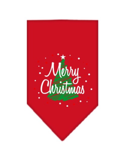 Scribble Merry Christmas Screen Print Bandana Red Large