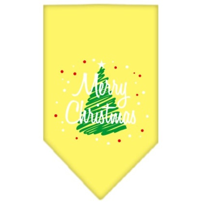 Scribble Merry Christmas Screen Print Bandana Yellow Large