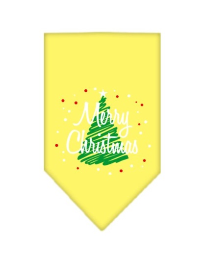 Scribble Merry Christmas Screen Print Bandana Yellow Large