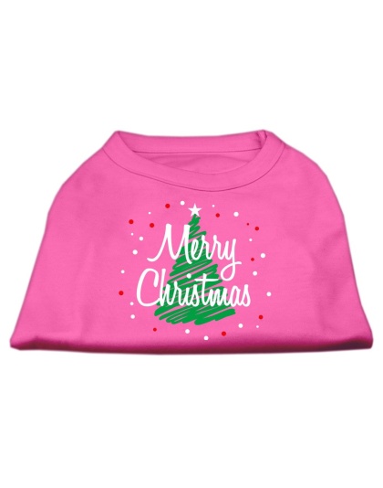 Scribbled Merry Christmas Screenprint Shirts Bright Pink L