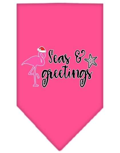 Seas and Greetings Screen Print Bandana Bright Pink Large