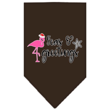 Seas and Greetings Screen Print Bandana Cocoa Large