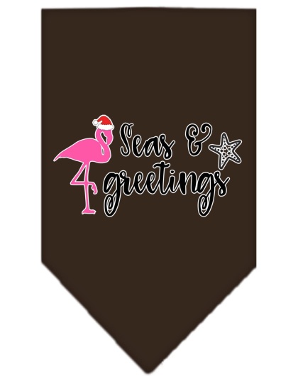 Seas and Greetings Screen Print Bandana Cocoa Large