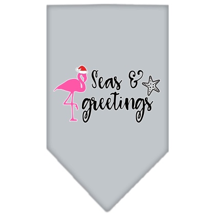 Seas and Greetings Screen Print Bandana Grey Large