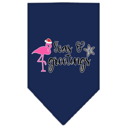 Seas and Greetings Screen Print Bandana Navy Blue large