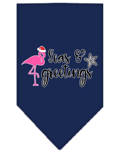 Seas and Greetings Screen Print Bandana Navy Blue large