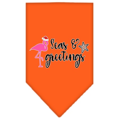 Seas and Greetings Screen Print Bandana Orange Large