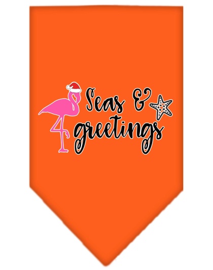 Seas and Greetings Screen Print Bandana Orange Large