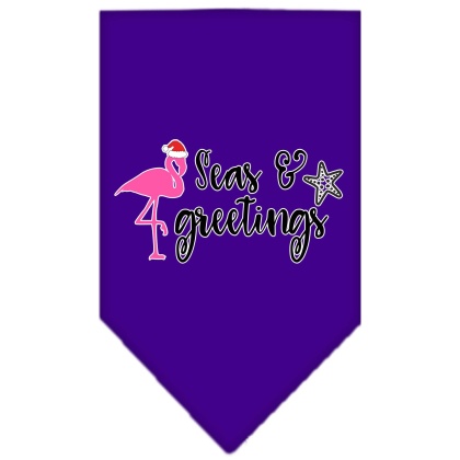 Seas and Greetings Screen Print Bandana Purple Large