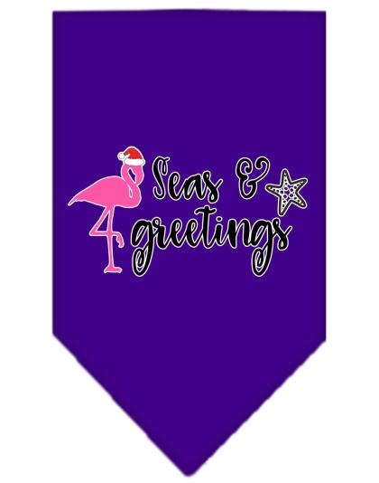 Seas and Greetings Screen Print Bandana Purple Large