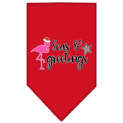 Seas and Greetings Screen Print Bandana Red Large