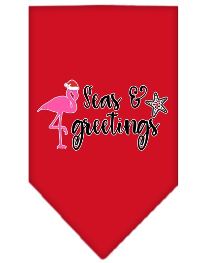 Seas and Greetings Screen Print Bandana Red Large