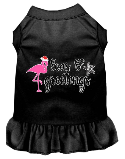 Seas and Greetings Screen Print Dog Dress Black 4X