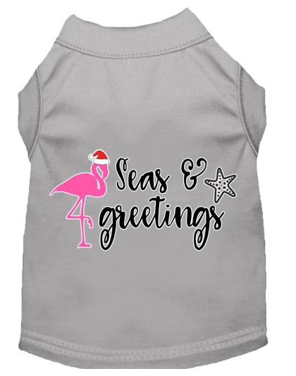 Seas and Greetings Screen Print Dog Shirt Grey Lg