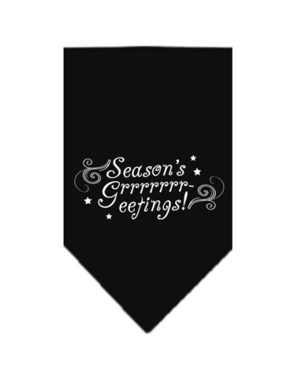 Seasons Greetings Screen Print Bandana Black Large