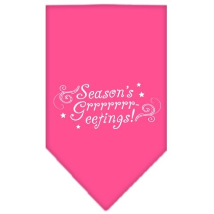 Seasons Greetings Screen Print Bandana Bright Pink Large