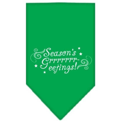 Seasons Greetings Screen Print Bandana Emerald Green Large