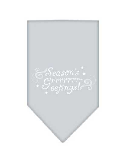 Seasons Greetings Screen Print Bandana Grey Large