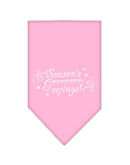 Seasons Greetings Screen Print Bandana Light Pink Large